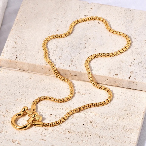 Jewelry - Horse-bit Style Necklace - 18k Gold Plated Titanium Stainless Steel